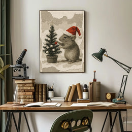 Festive Mouse and Christmas Tree Poster