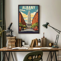 Albany Poster Vintage Cityscape Urban Historic Wall Art