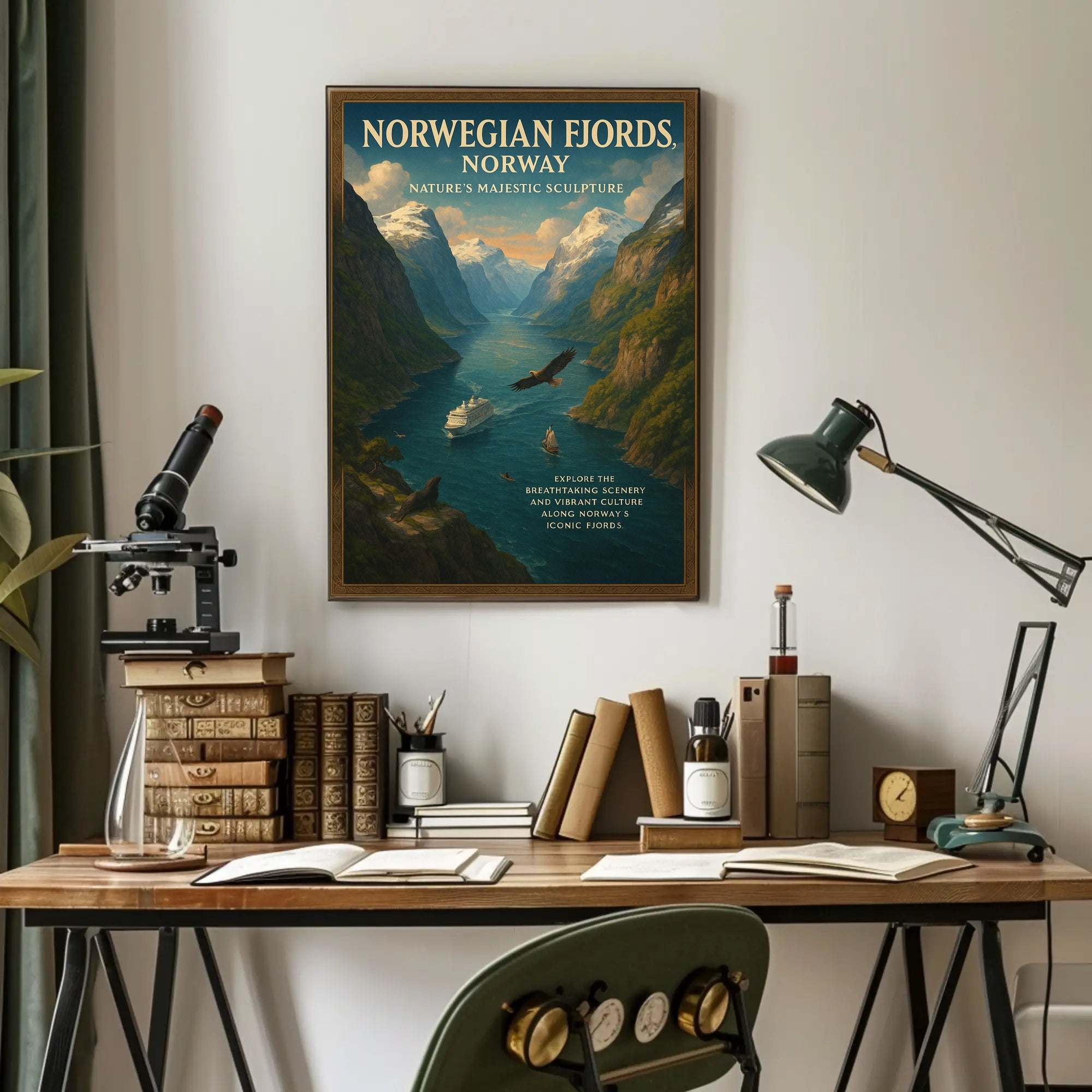 Norwegian Fjords Vintage Travel Poster Print