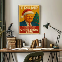 The poster features an individual wearing a Santa hat, suggesting a Christmas theme. Travel Poster