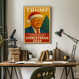 The poster features an individual wearing a Santa hat, suggesting a Christmas theme. Travel Poster