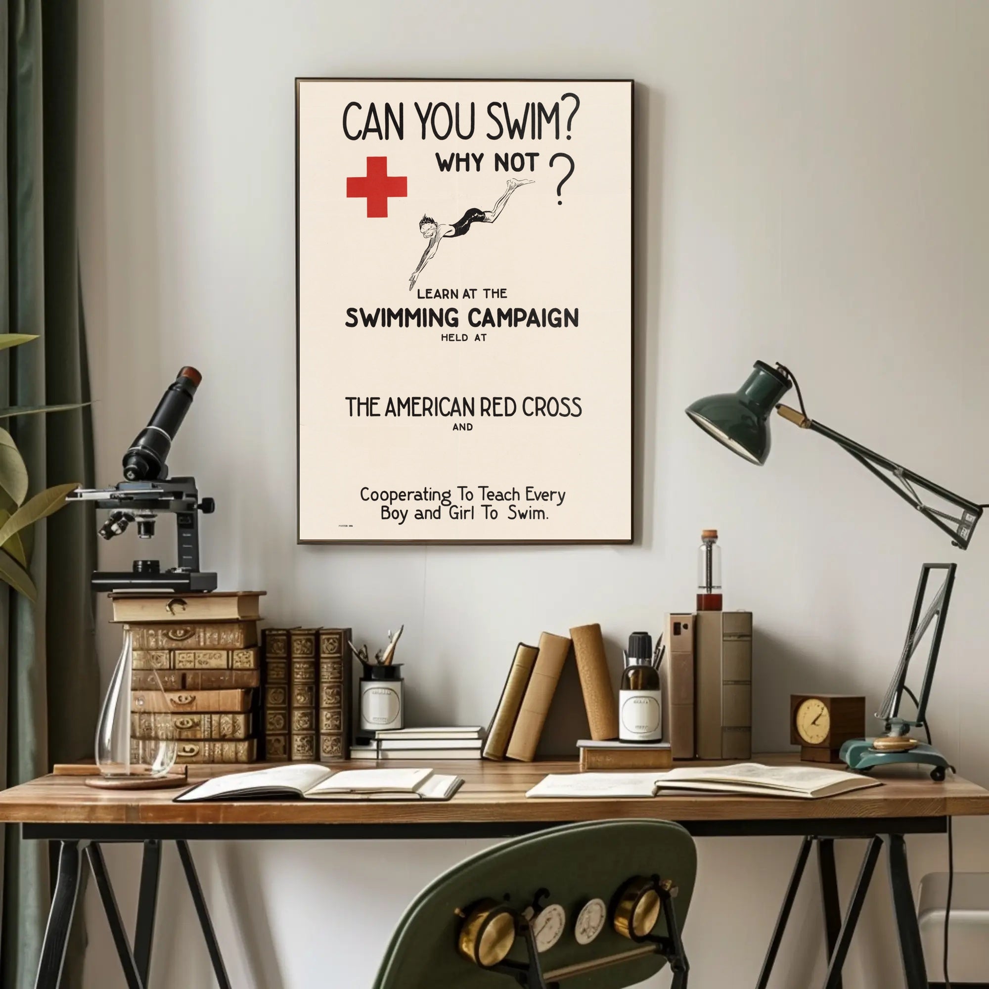 American Red Cross Swimming Campaign Educational or Infographic Poster PosterGoat