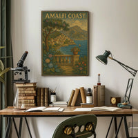 Amalfi Coast Poster Wall Art 18x24 Inches Ocean View