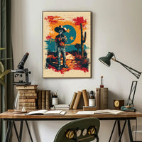 Desert Cowboy Skeleton Poster PosterGoat