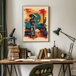 Desert Cowboy Skeleton Poster PosterGoat