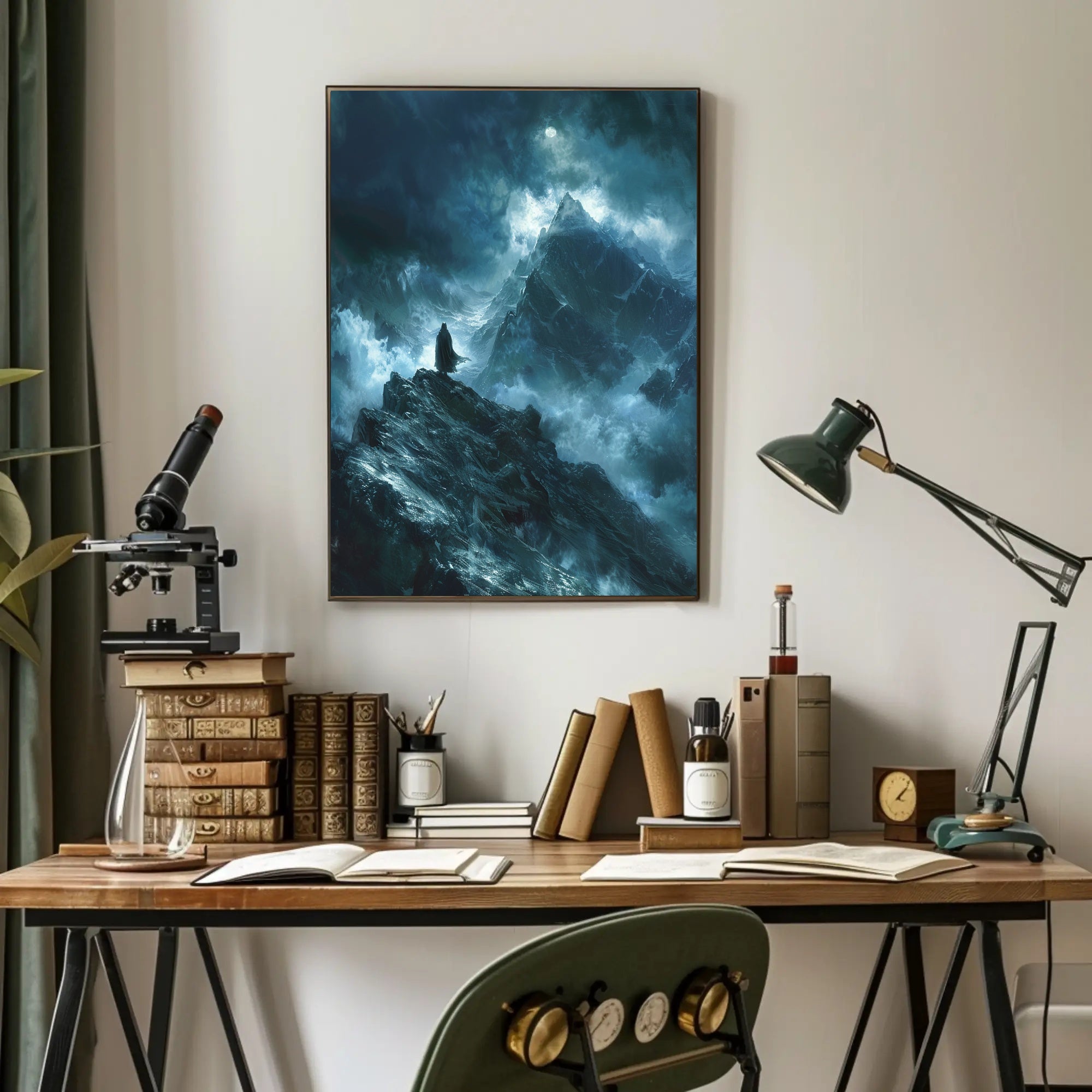 Ethereal Moonlit Adventure in Mountains Fantasy or Mythology Poster PosterGoat