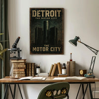 Detroit Motor City Vintage Urban or Cityscape Poster PosterGoat