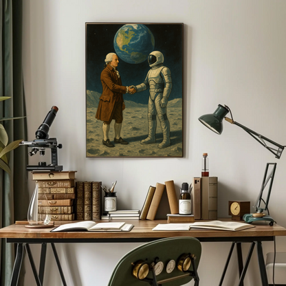 George Washington Meets Astronaut Vintage Poster