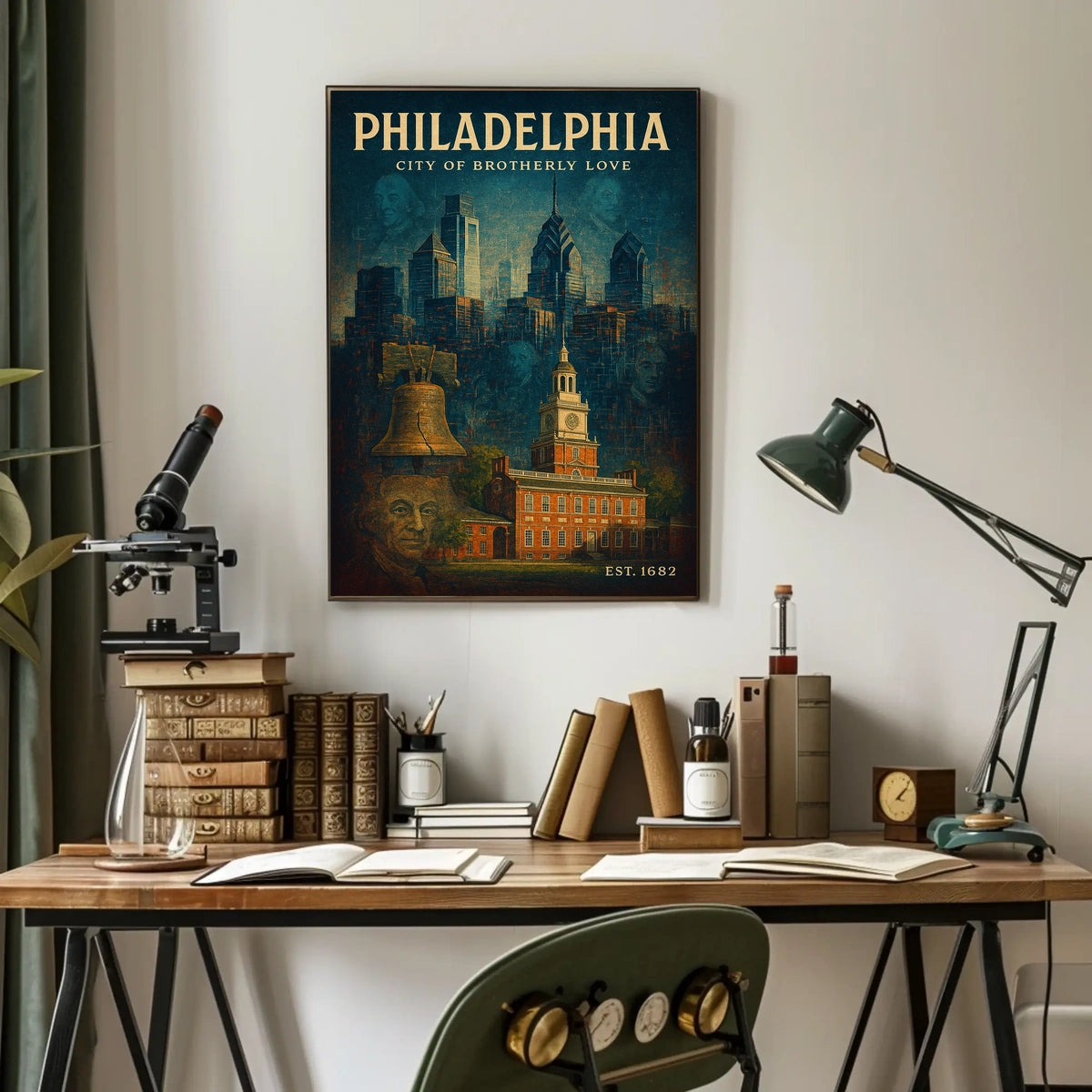 Philadelphia Vintage Poster: Liberty Bell & Independence Hall