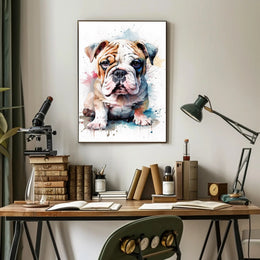 Bulldog Watercolor Portrait Poster Wall Art