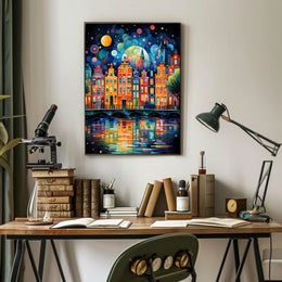 Vibrant Cityscape Reflections Poster