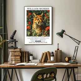William Morris Vintage Cougar Botanical Art Animal Poster