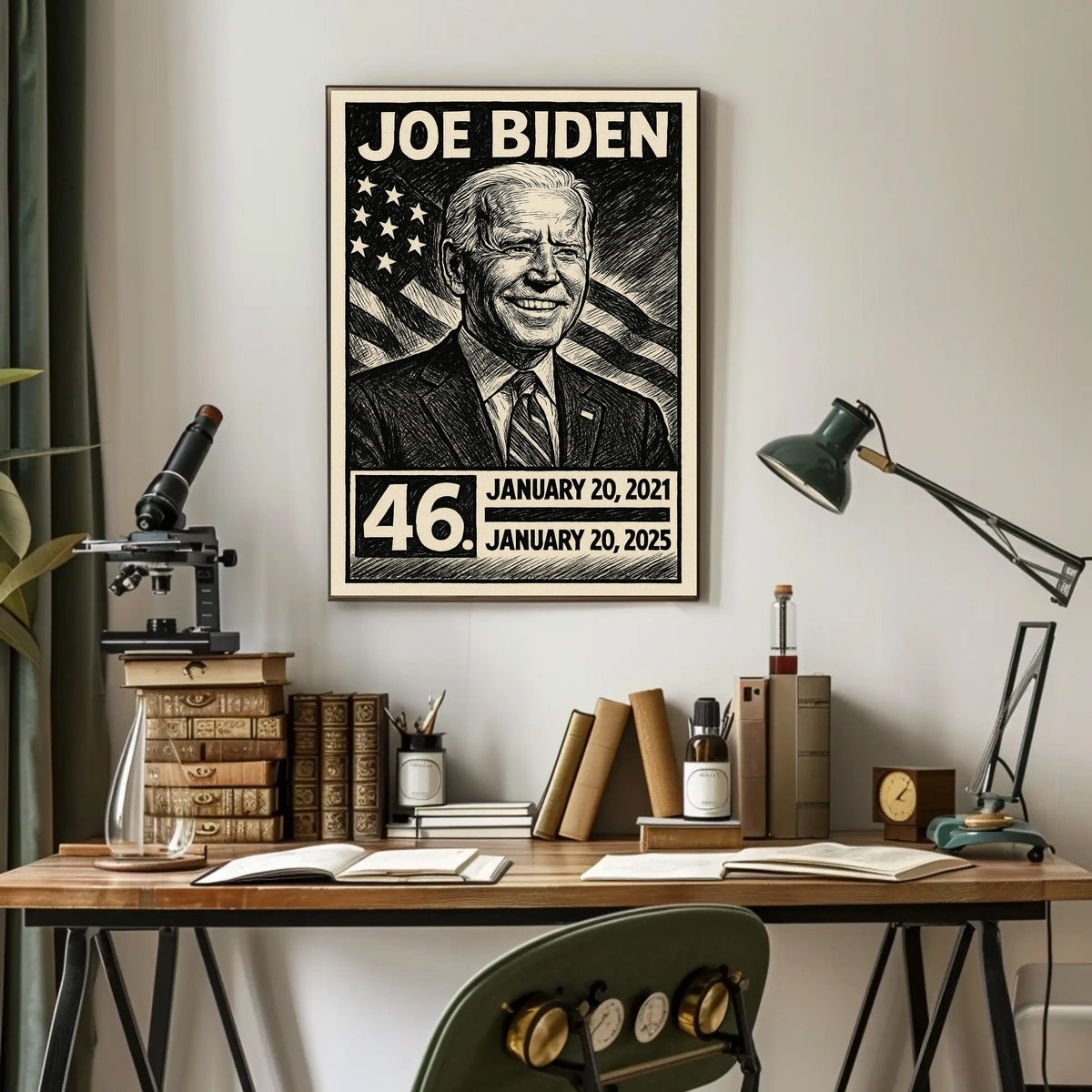 Joe Biden 46th President of the United States B & W Comic Sketch Poster