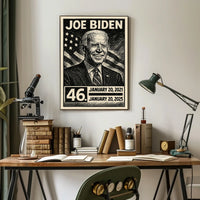 Joe Biden 46th President of the United States B & W Comic Sketch Poster