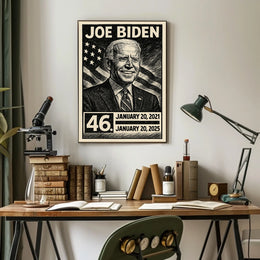 Joe Biden 46th President of the United States B & W Comic Sketch Poster
