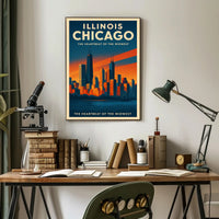 Chicago Skyline Vibrancy: Retro Urban Cityscape Poster PosterGoat