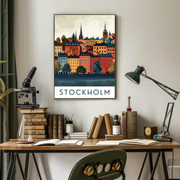 Stockholm Cityscape with Classic European Architecture Travel Poster