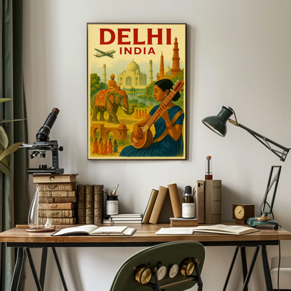 Delhi India Taj Mahal Culture Travel Poster