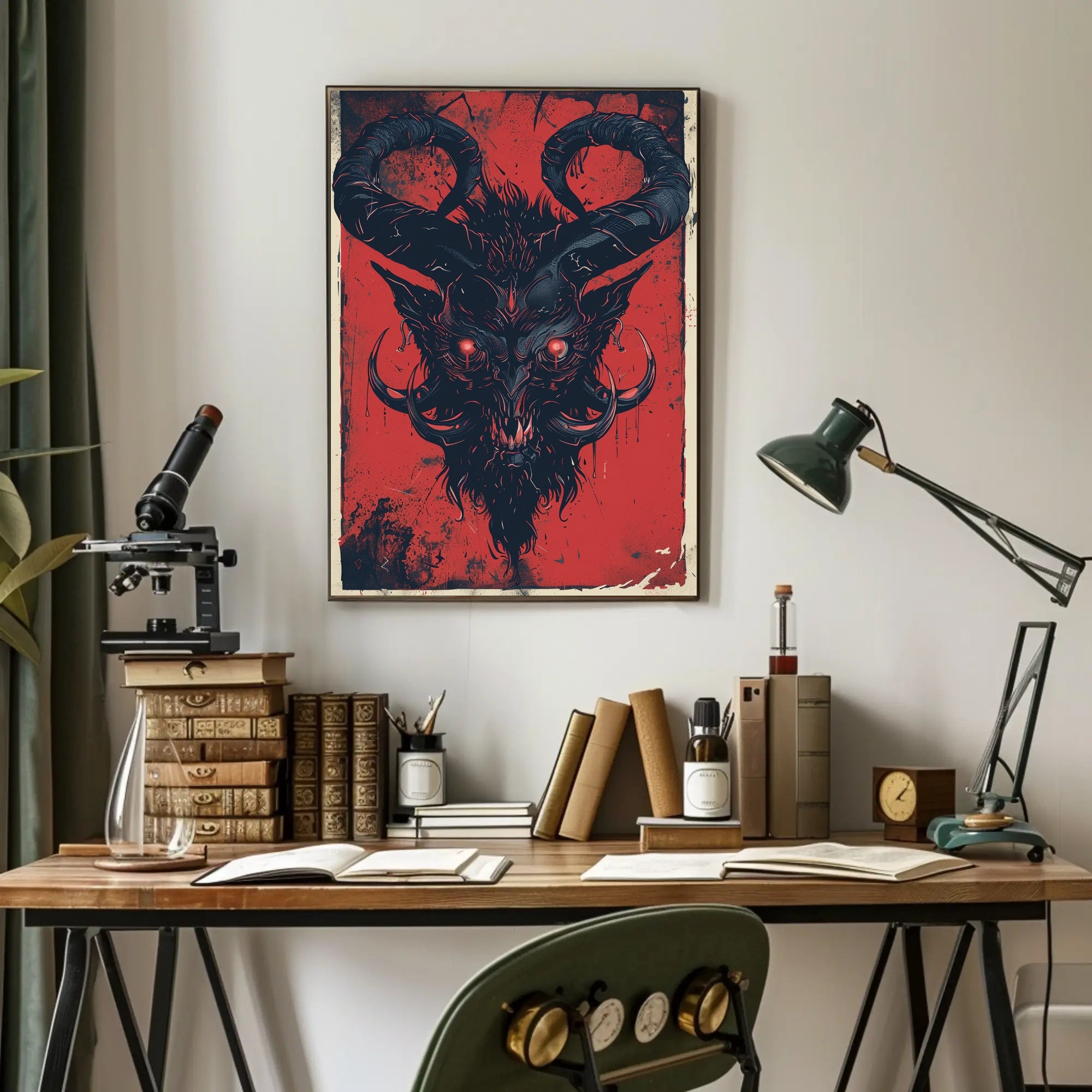 Demon Visage Art Print Poster for Home Decor and Wall Aesthetics PosterGoat