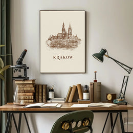 Krakow Architectural Sketch Poster