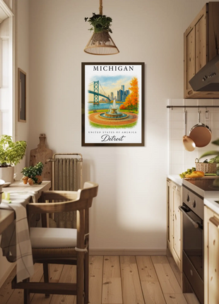 Michigan, Detroit Signature Series Vintage Travel Poster