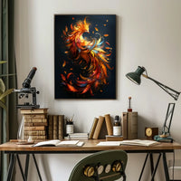 Phoenix Rebirth: Vibrant Mythical Bird Art Poster