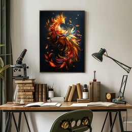 Phoenix Rebirth: Vibrant Mythical Bird Art Poster