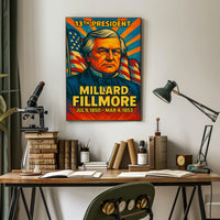 Millard Fillmore 13th President of the United States Colorful Comic Book Style Poster