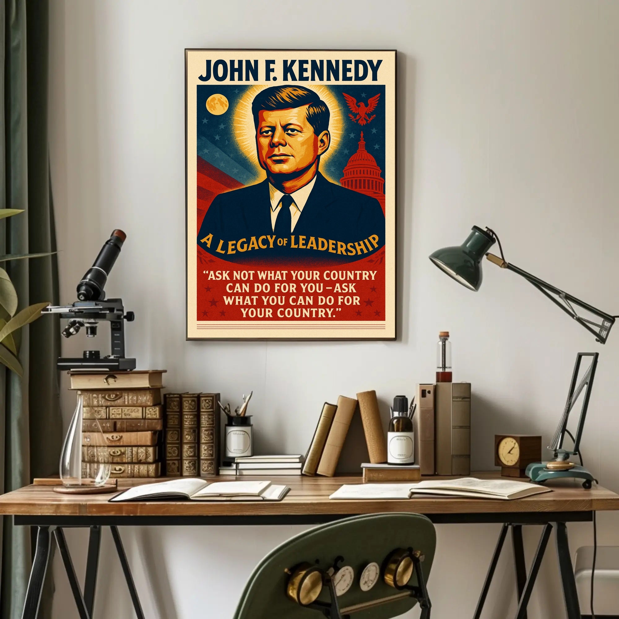 John F. Kennedy Inspirational Leadership Historical or Presidential Poster
