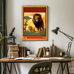 Majestic Lions in the Savannah Poster