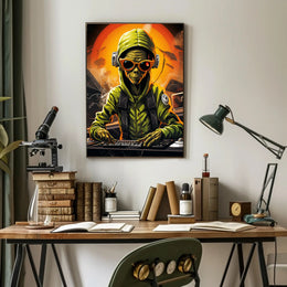Alien Dj In Space Poster