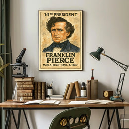 Franklin Pierce 14th President of the United States Exaggerated Cartoon Sketch Poster