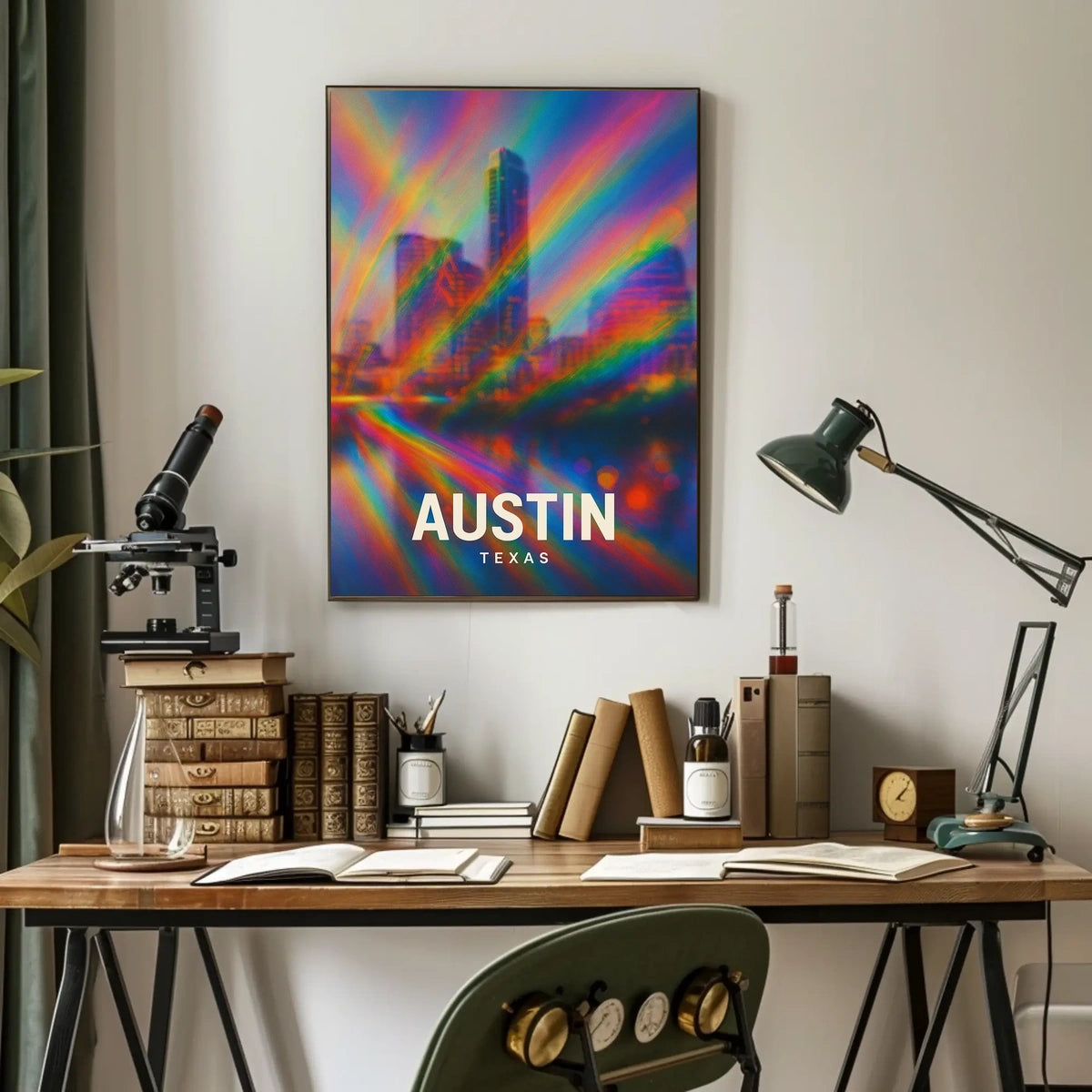 Austin Cityscape Psychedelic Pop Art Urban Poster