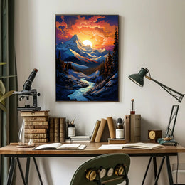 Majestic Mountain Sunset Poster
