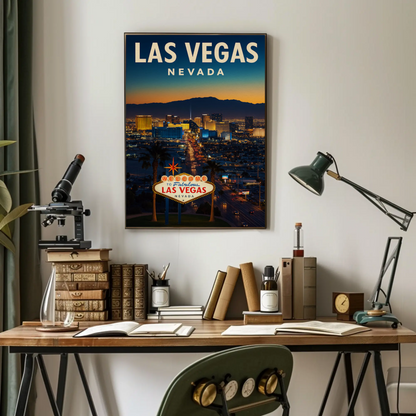 Night View Las Vegas Nevada Strip Lights Poster