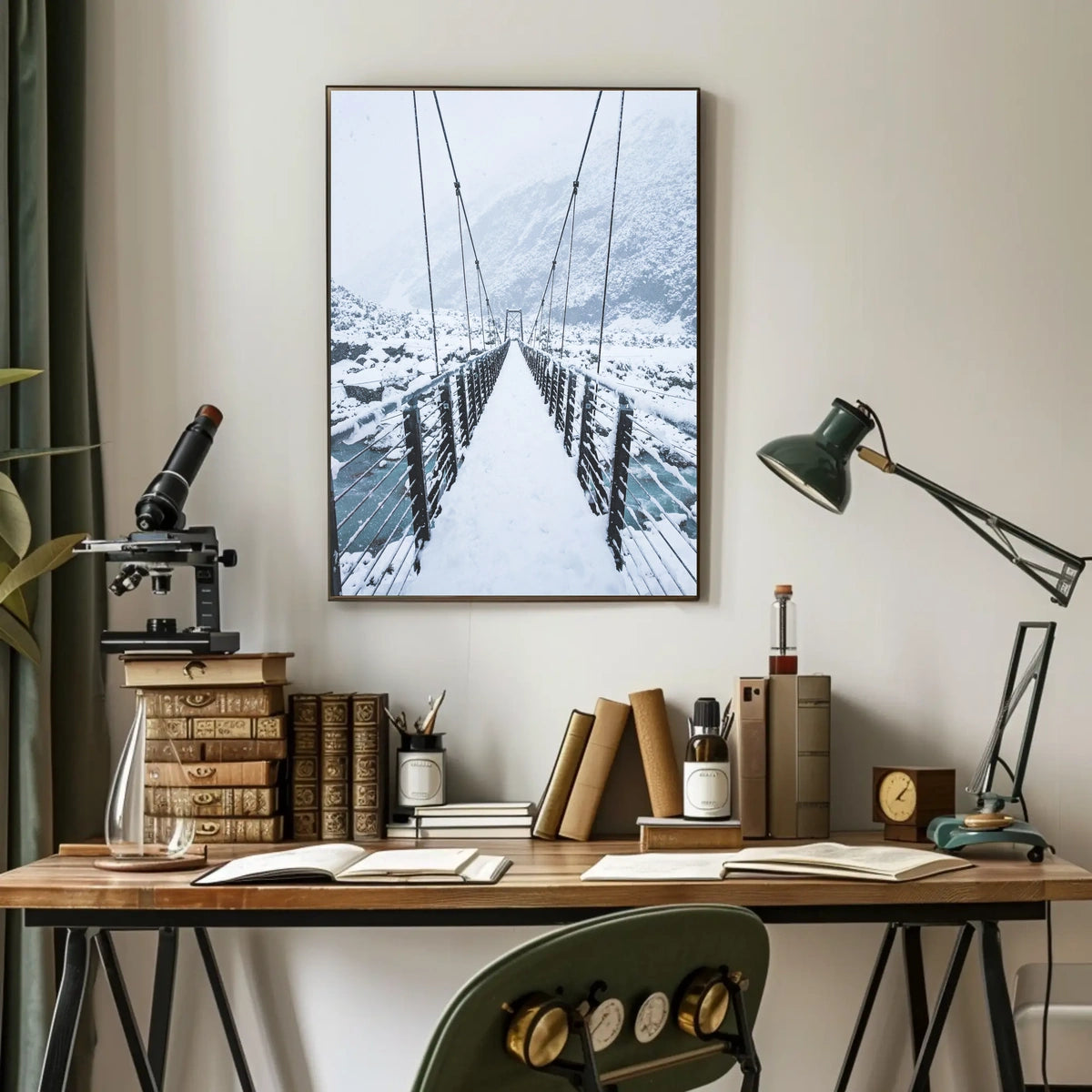 Snow-Covered Bridge in Wintery Landscape National Park Poster