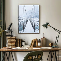 Snow-Covered Bridge in Wintery Landscape National Park Poster