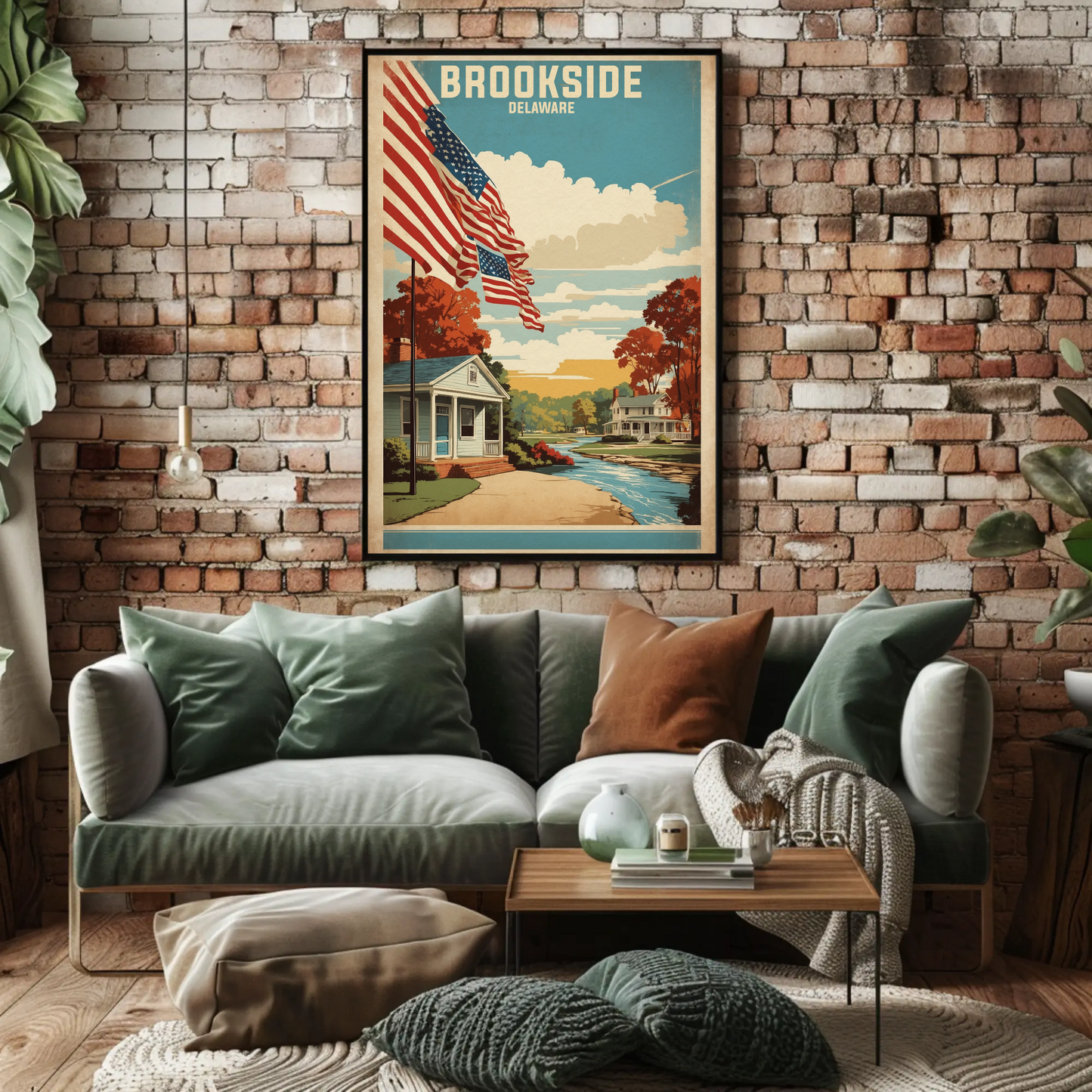 Brookside Delaware American Scene Art Vintage Travel Poster