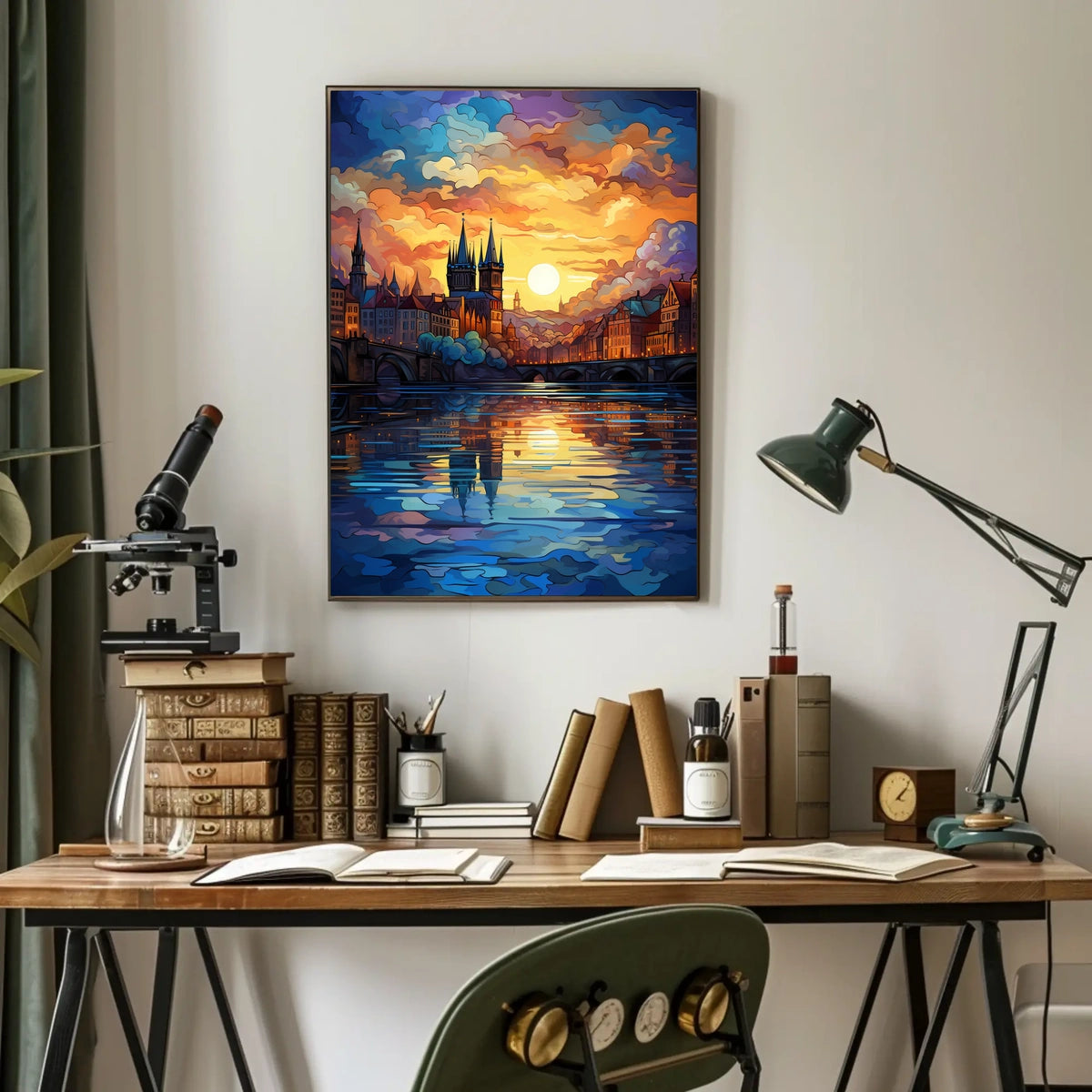 Dreamy Sunrise Gothic Cityscape Travel Poster