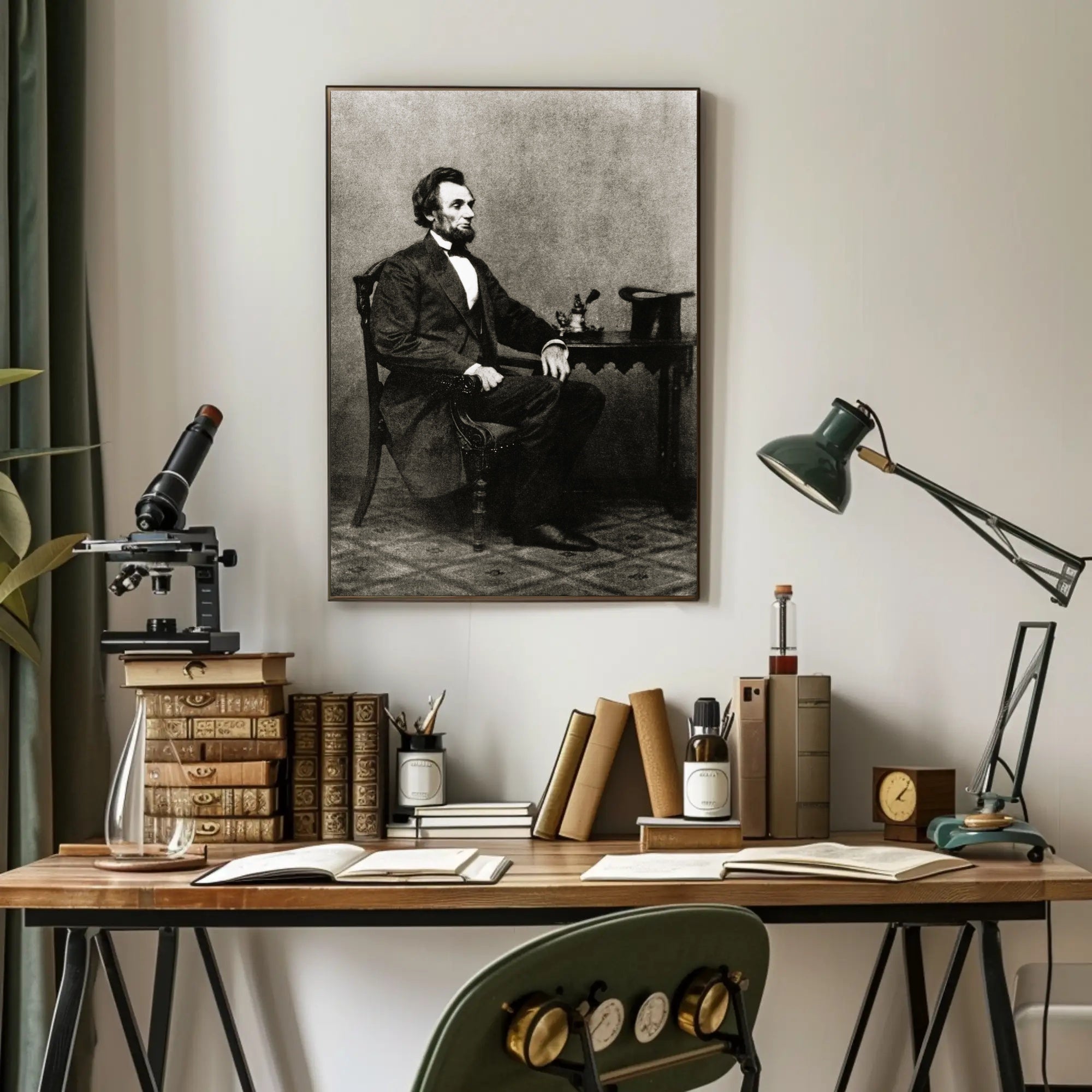 Abraham Lincoln Seated Light Background Poster Print PosterGoat