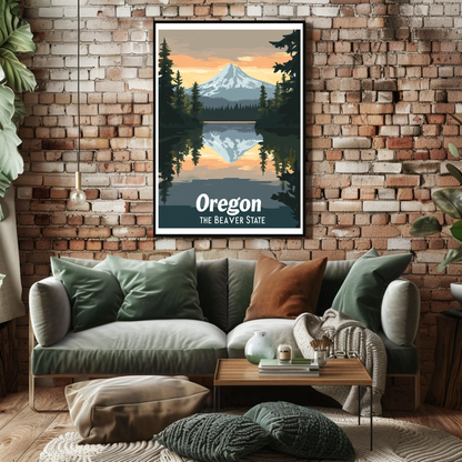 Oregon - The Beaver State Vintage Travel Poster