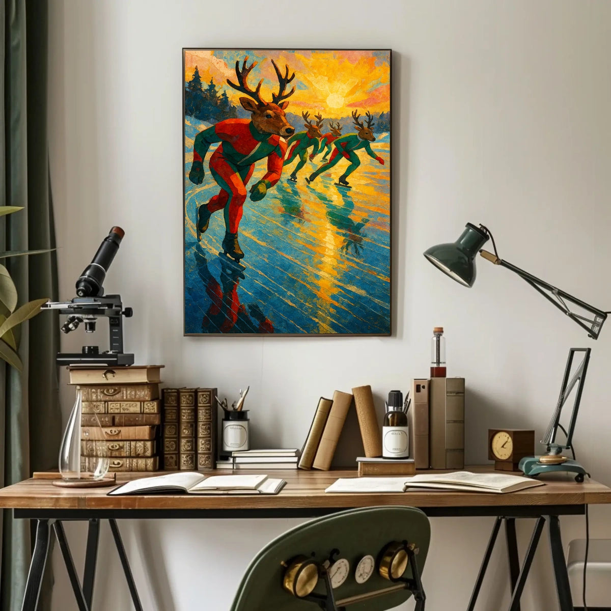 Reindeer Speed Skating on Surreal Frozen Lake