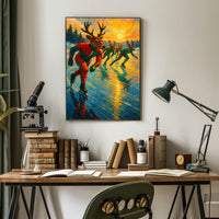 Reindeer Speed Skating on Surreal Frozen Lake