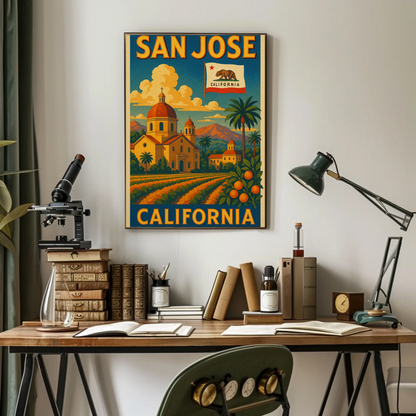 San Jose California Mission Travel Poster