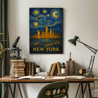 Starry Night Over New York Poster Abstract Wall Art