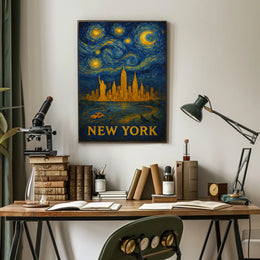 Starry Night Over New York Poster Abstract Wall Art
