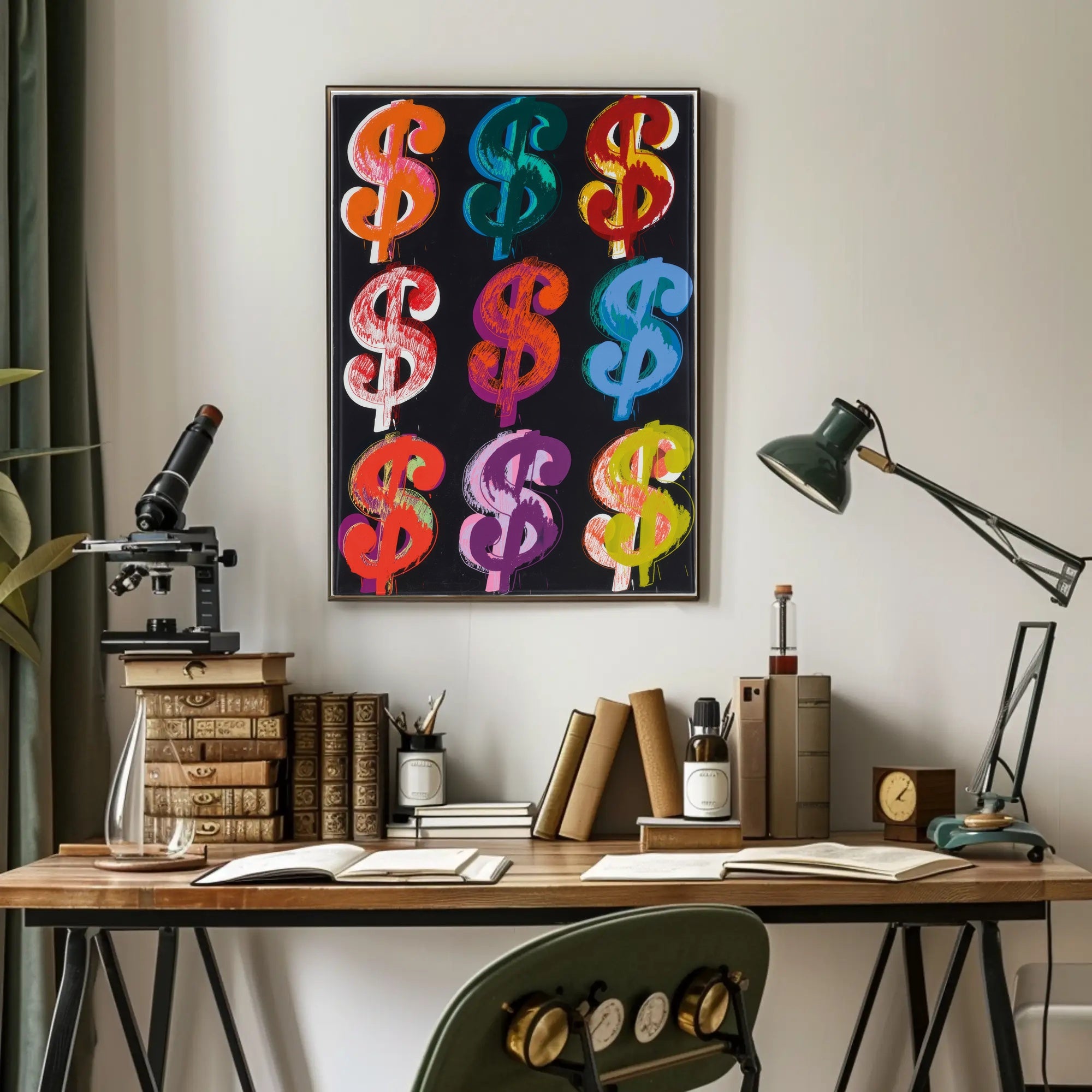 Dollar Sign Pop Art Poster Modern Bright Money Wall Art
