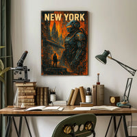 New York Futuristic Metropolis Poster Urban Cityscape Art