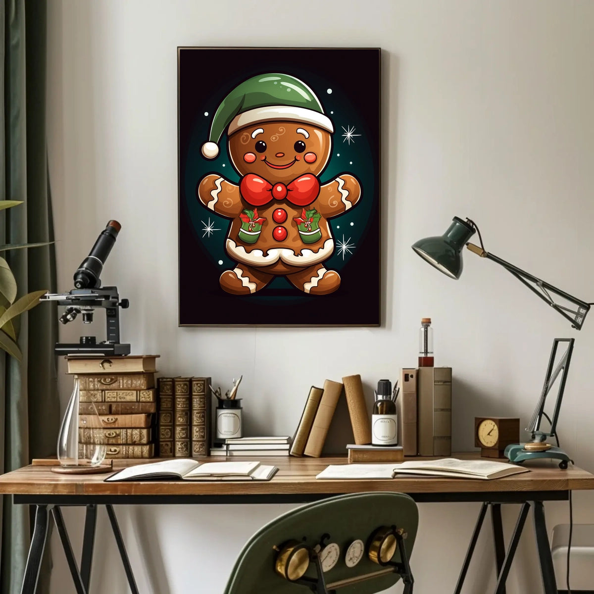 Cheerful Gingerbread Elf Holiday Poster for Christmas