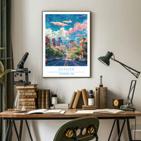 Denver Skyline Vibrance: Modern Urban Cityscape Poster